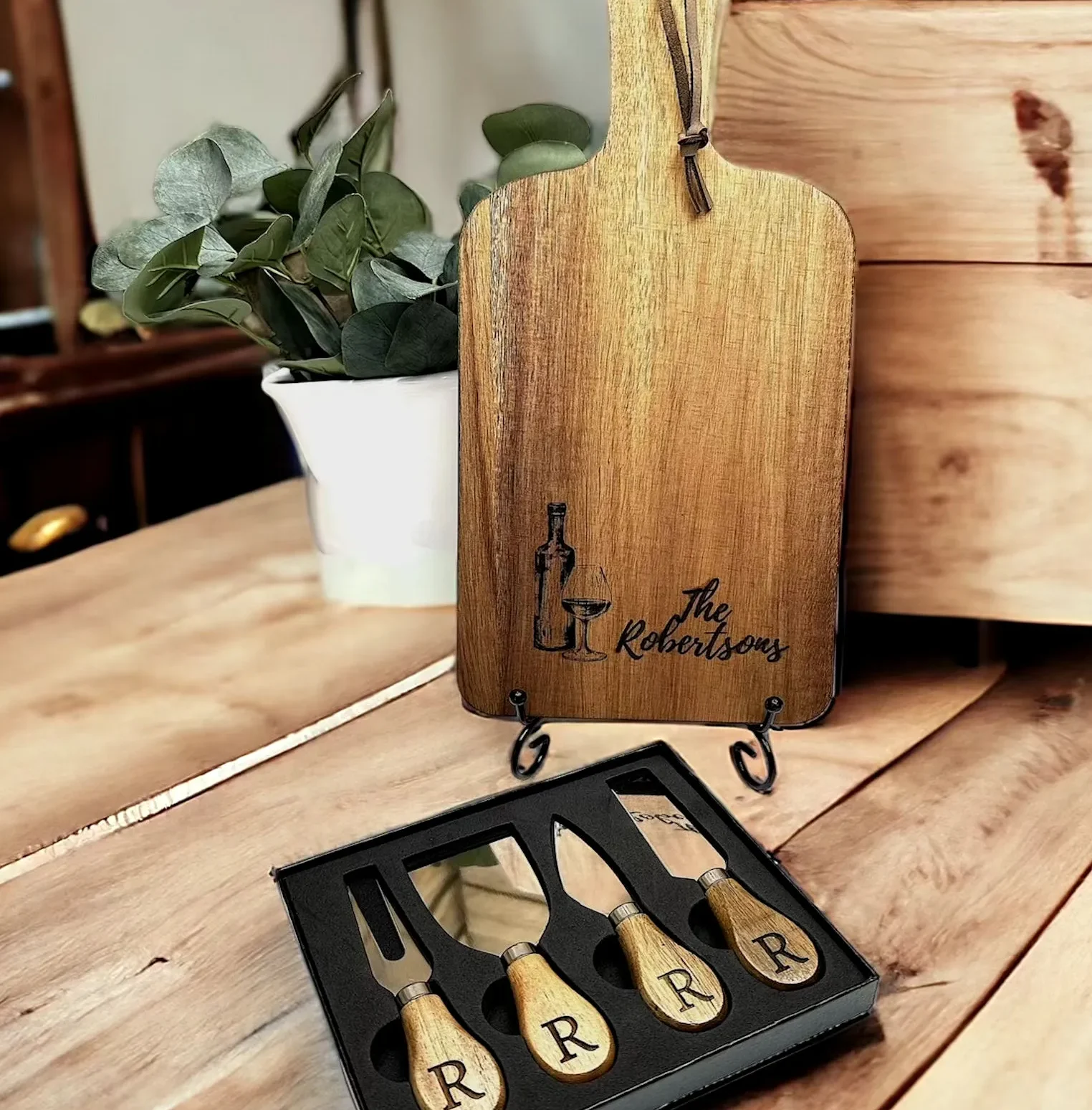 Engraved Cutting Board Cheese Set