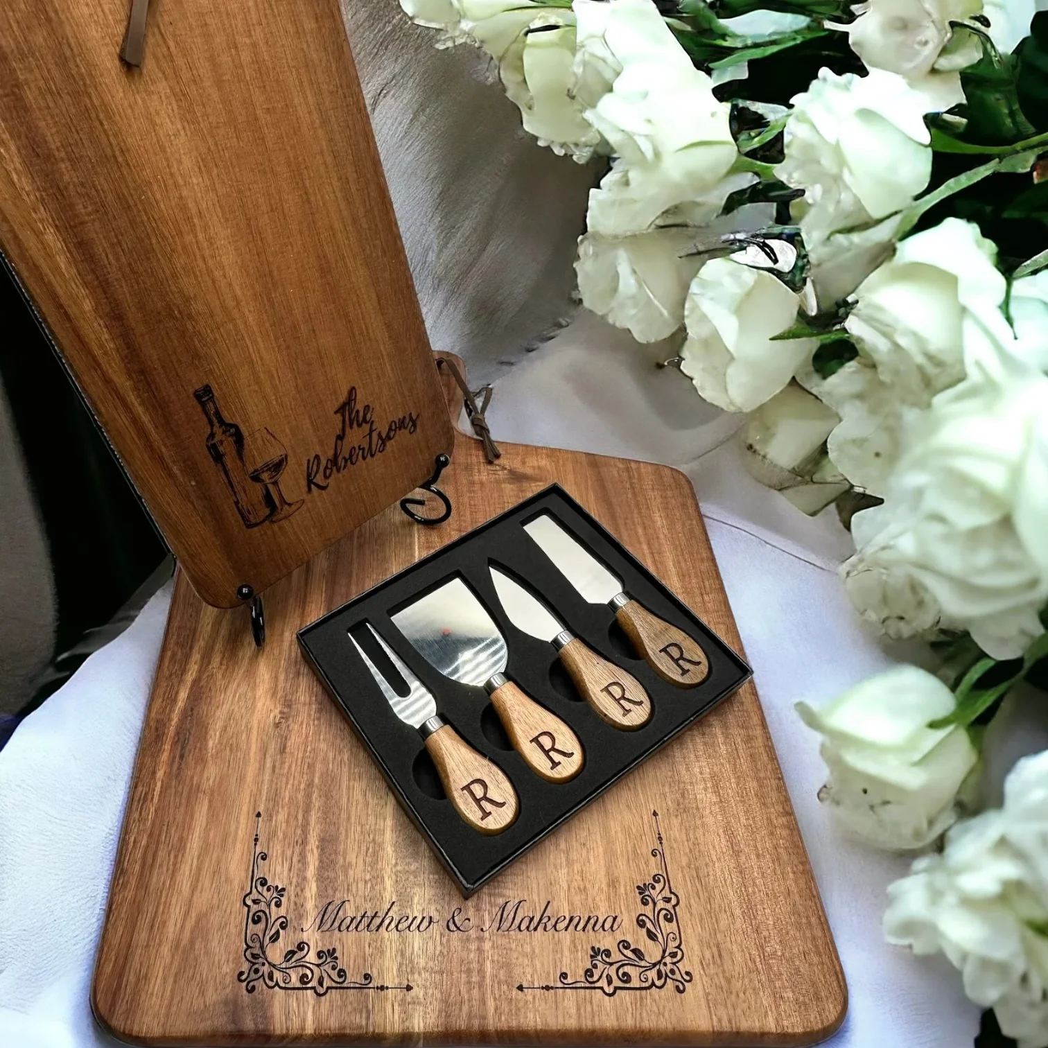 Large Small Boards Cheese Set & Stand