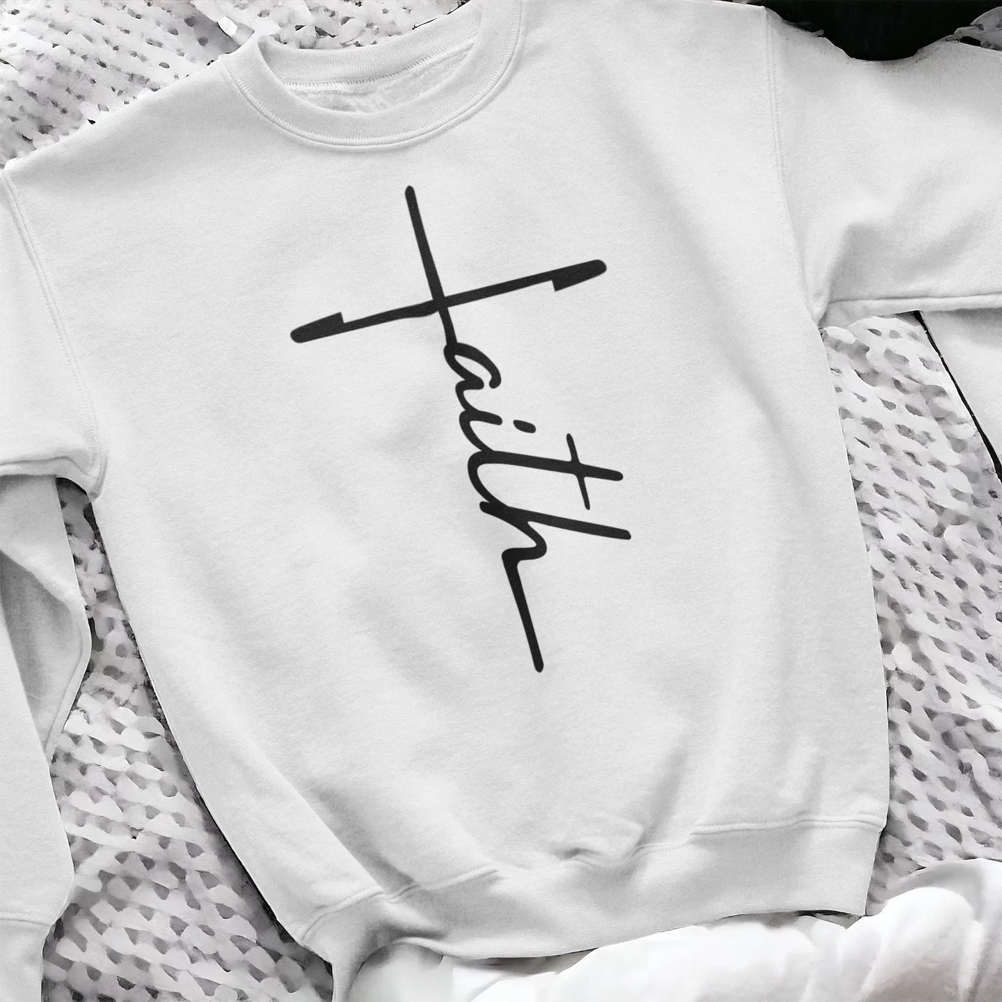 Sweatshirt with Faith Cross
