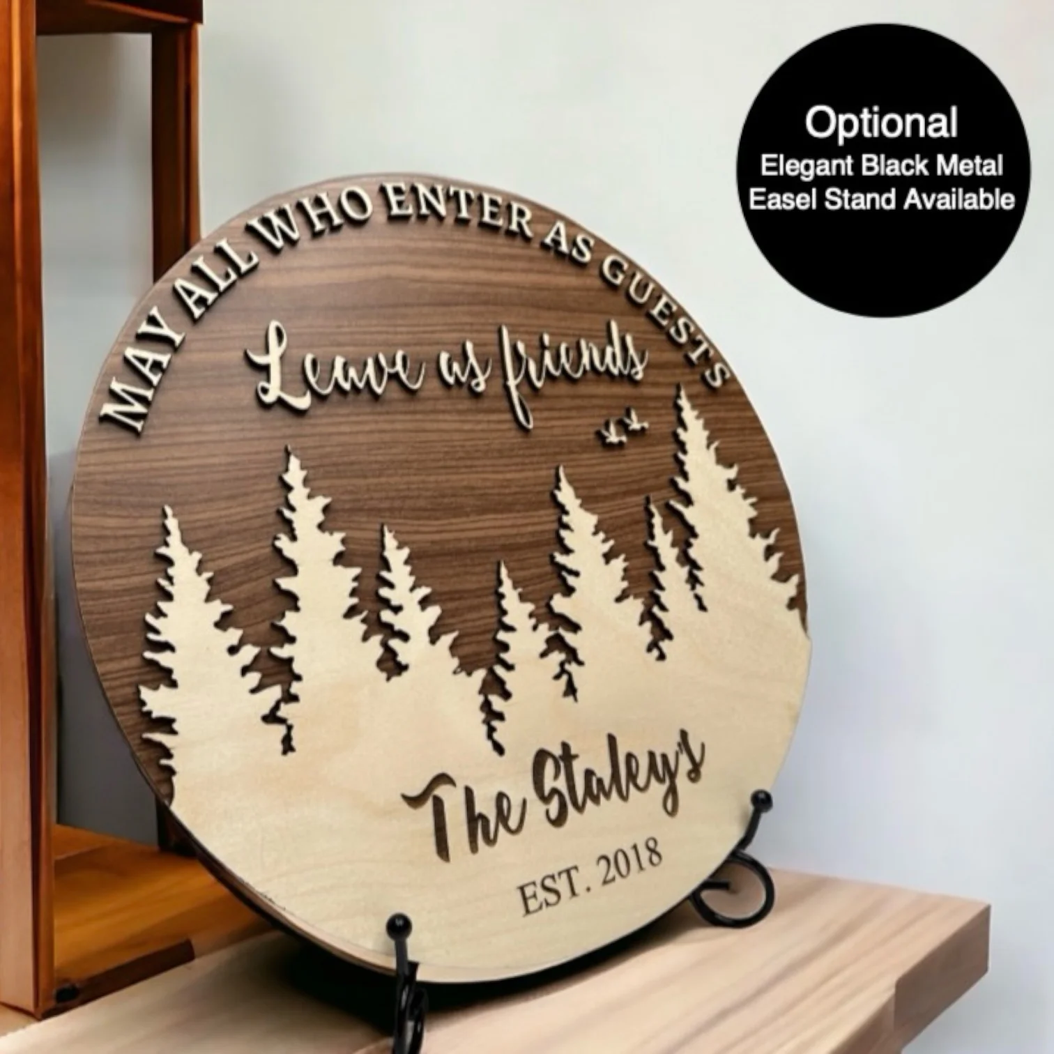 Engraved Wood Welcome Sign for Home Decor